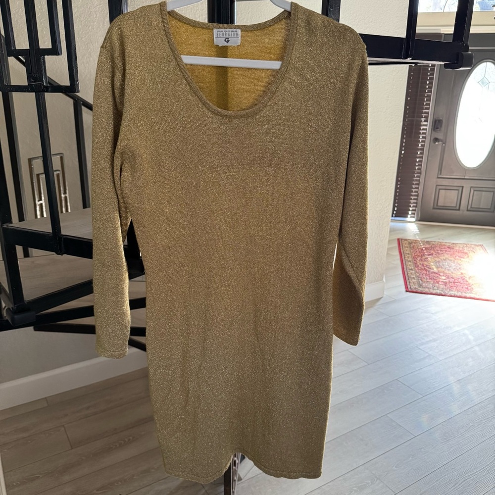 Georgiou G Gold Metallic Knit Dress - Picture 3 of 6